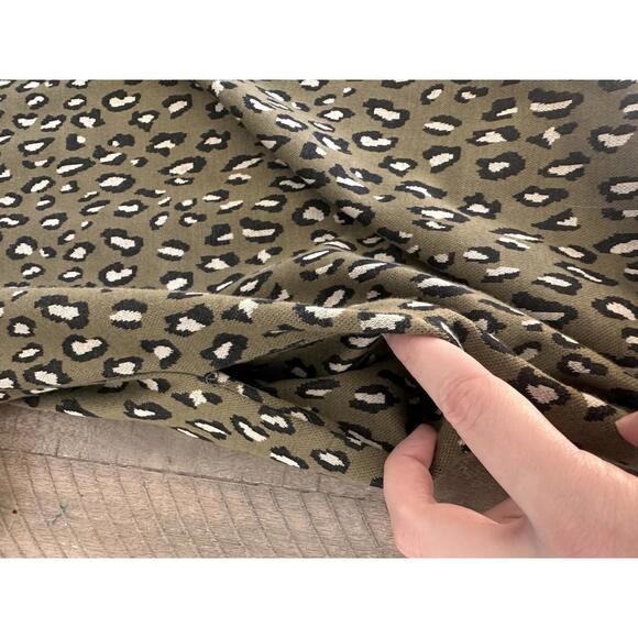 THML Olive Leopard Print Puff Sleeve Knit Mini Dress Women’s size Medium - Picture 11 of 15